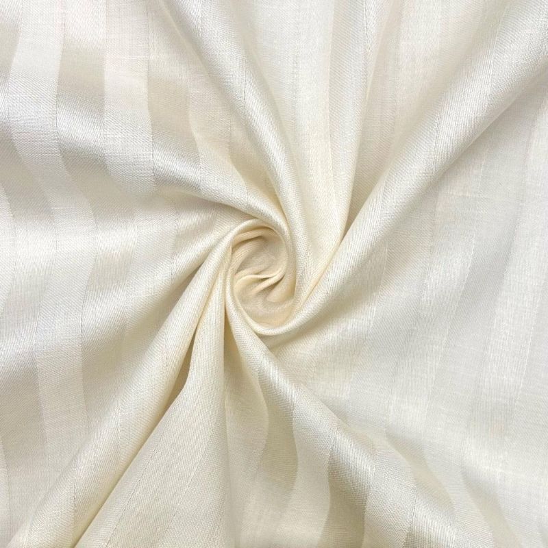 100% Cotton Striped Cream Percale Sheeting Fabric - 108" Wide