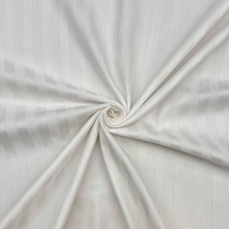 100% Cotton Striped White Percale Sheeting Fabric - 118" Wide