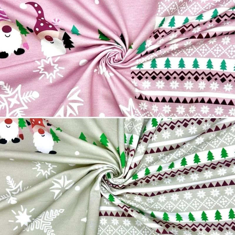 63cm Panel Fun Gnomes Christmas Aztec French Terry Fabric