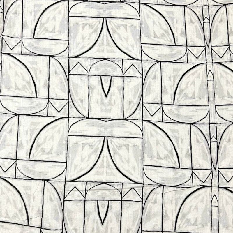 Abstract Block Stretch Linen Mix Fabric