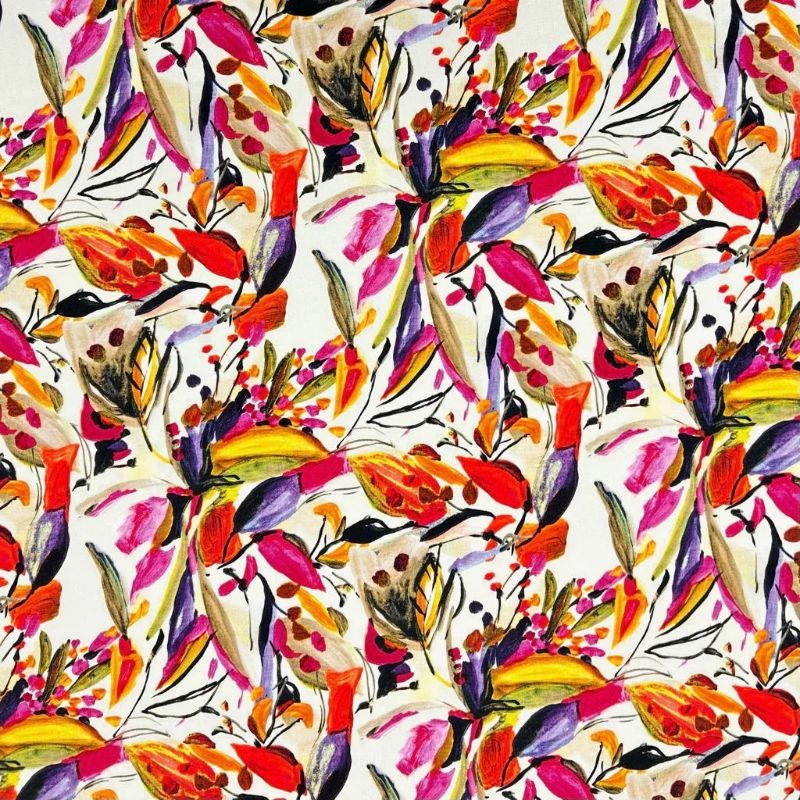 Abstract Bloomscape Viscose Fabric