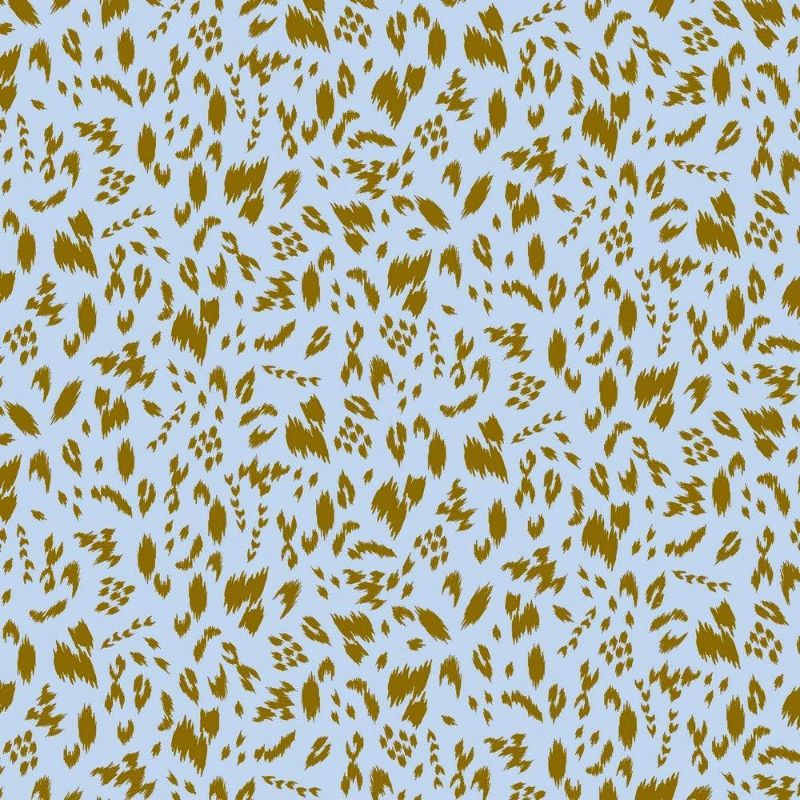 All Over Brown Patterns on Blue Modal Jersey Fabric
