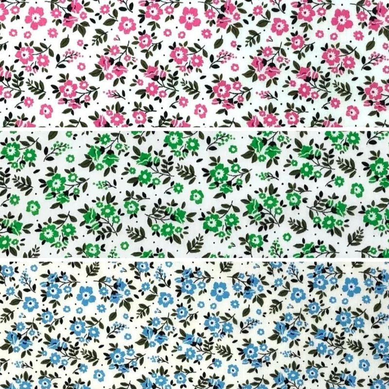 All Over Flowers and Leaves Polycotton Fabric