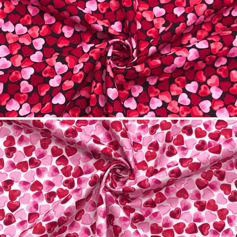 All Over Hearts Rose & Hubble Cotton Poplin Fabric