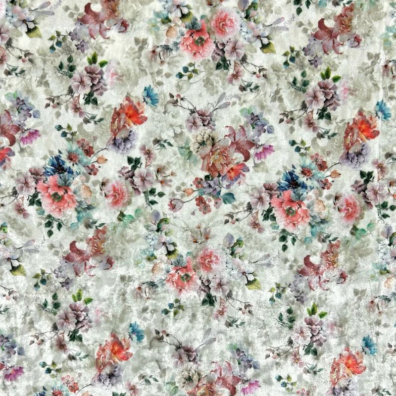 Antique Blossom Stretch Velvet Fabric