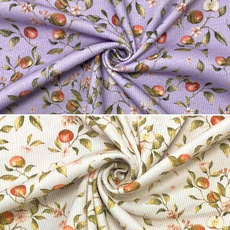 Apple Blossom Ribbed Knit Fabric