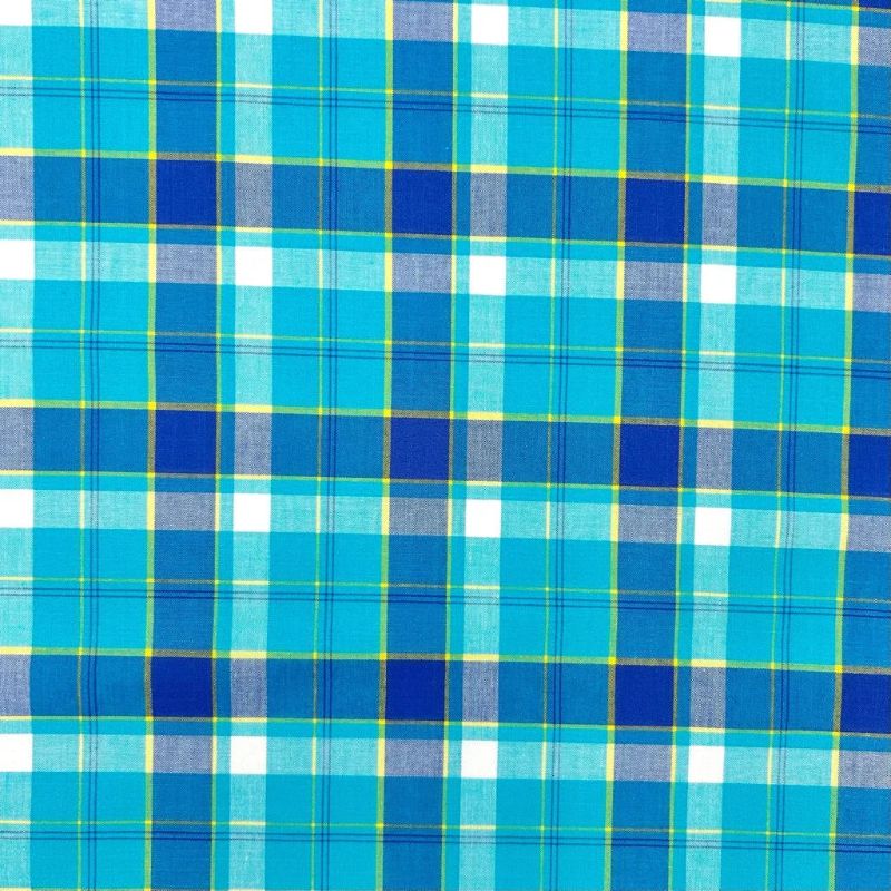 Aqua Madras Check Cotton Fabric