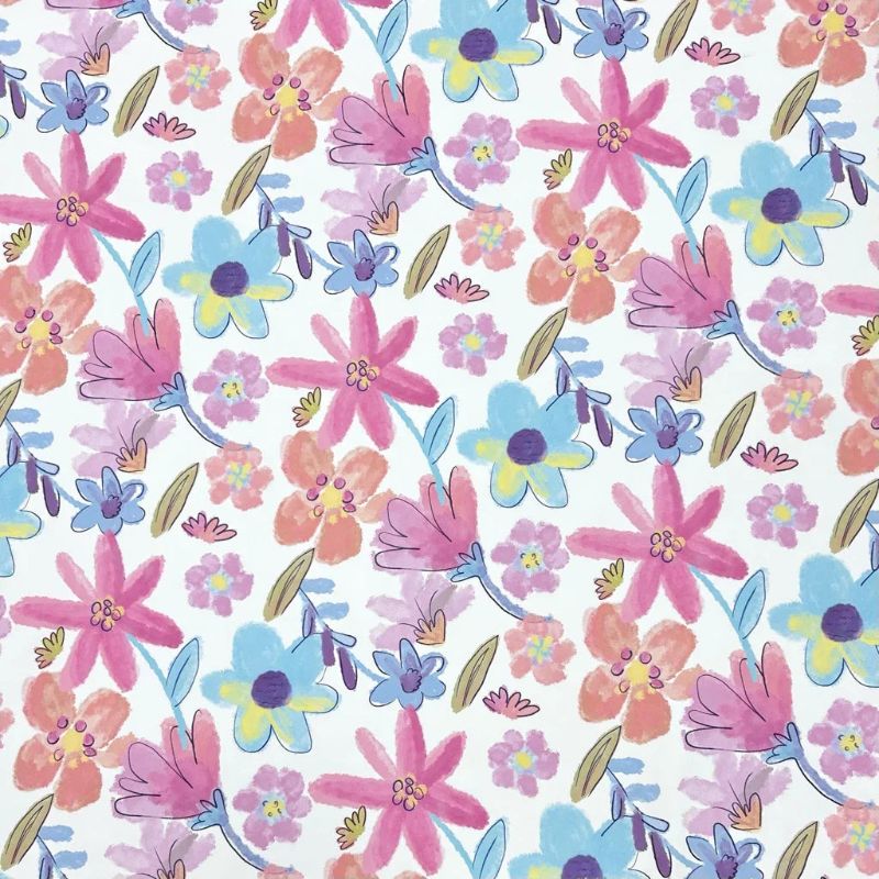Artistic Flower on White Raincoat Fabric