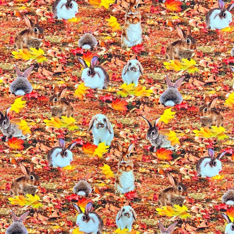 Autumn Rabbits Cotton Jersey Fabric