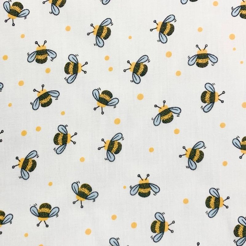Bees and Dots Polycotton Fabric