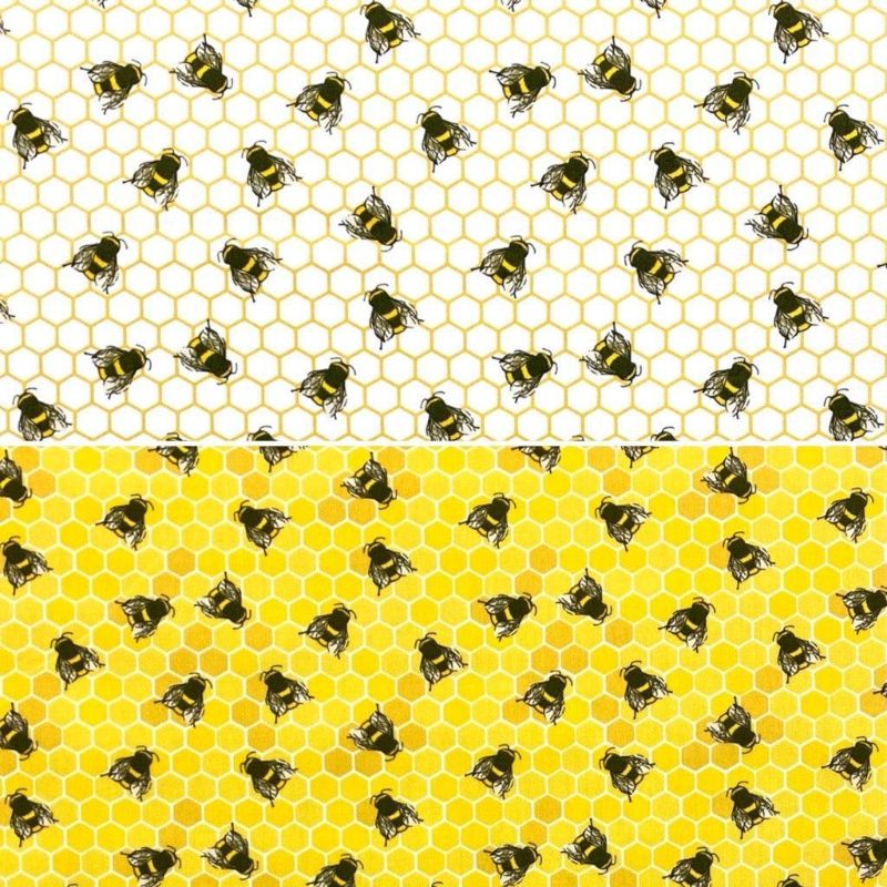 Bees on Honeycomb Rose & Hubble Cotton Poplin Fabric