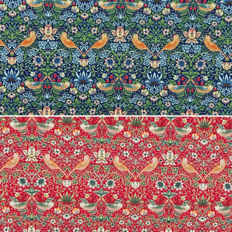 Birds and Strawberries Polycotton Fabric
