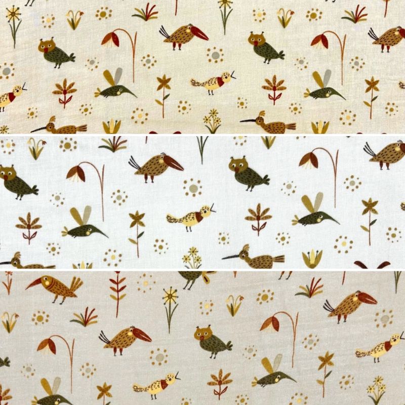 Birdsong Blossom Flat Double Gauze Fabric