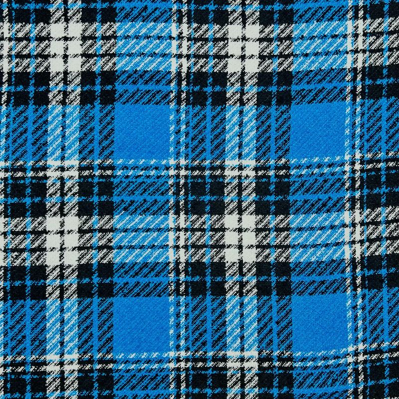 Black and White Check on Blue Boucle Fabric