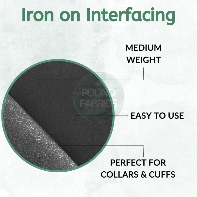 Black Iron on Interfacing - Medium Weight
