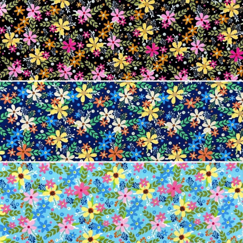 Bloom Scatter Rose & Hubble Cotton Poplin Fabric