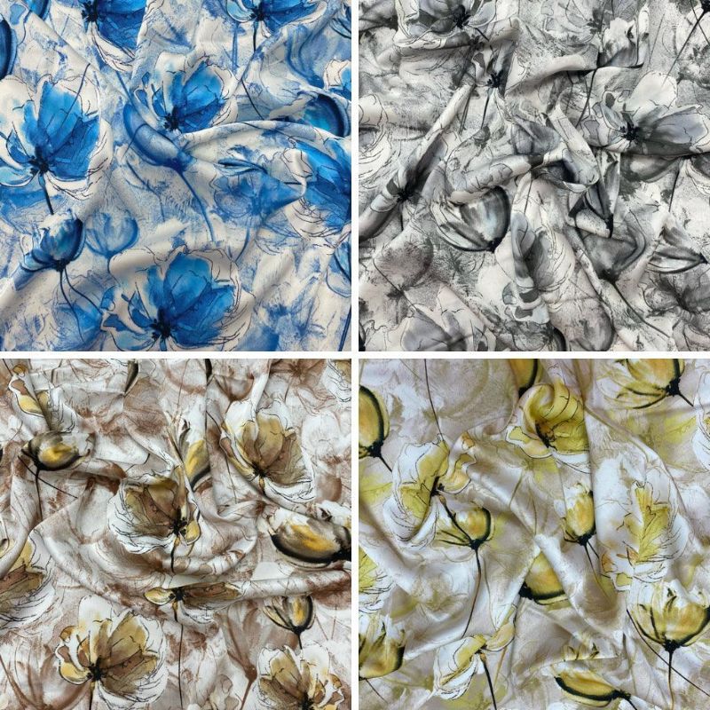 Blooming Floral Satin Fabric