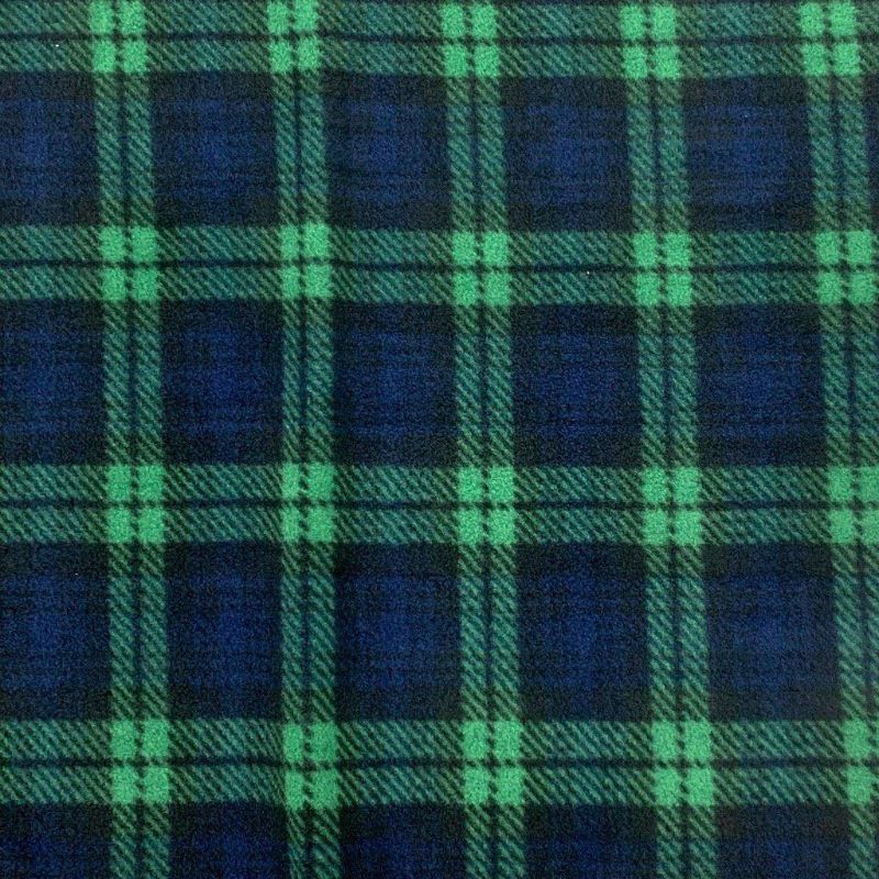 Blue and Green Check Polar Fleece Fabric