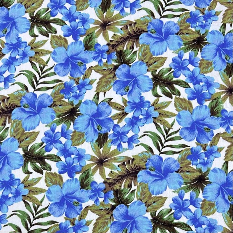 Blue Blooms Rose & Hubble Cotton Poplin Fabric