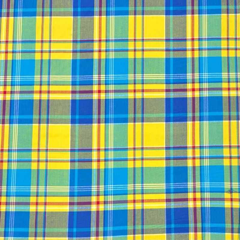 Blue Madras Check Cotton Fabric