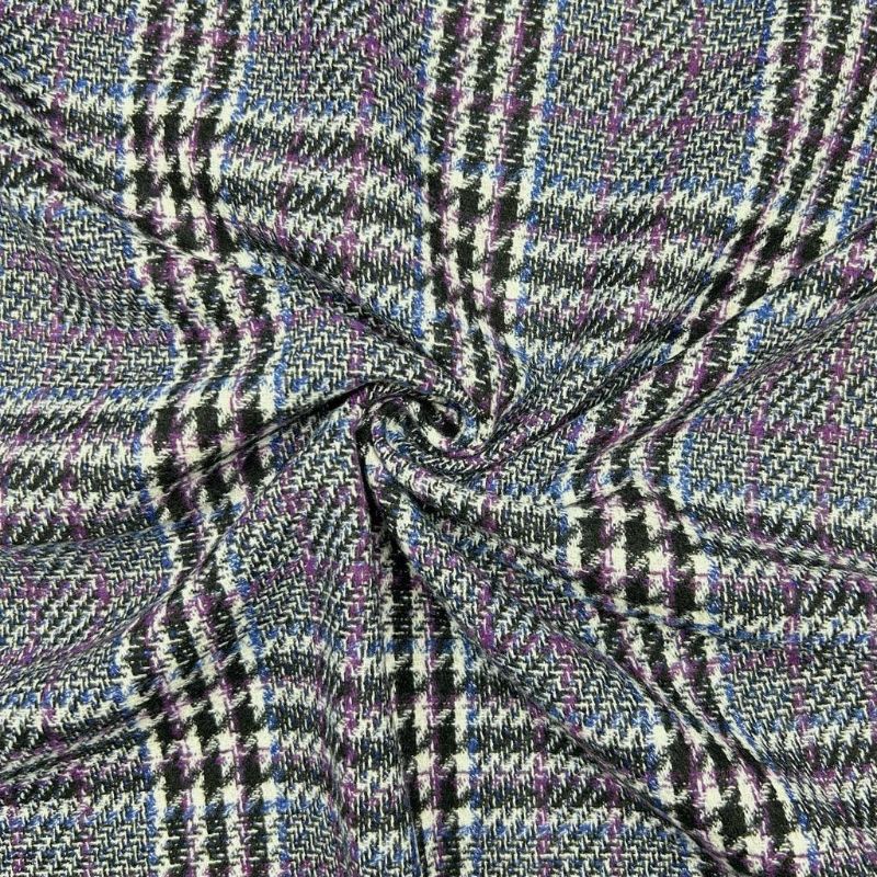 Blue/Purple Checkered Wool Blend Fabric