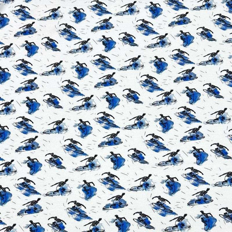 Blue Surfers Cotton Jersey Fabric