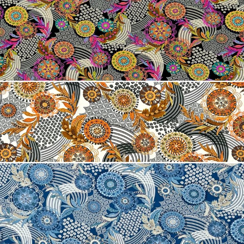 Boho Floral Viscose Jersey Fabric