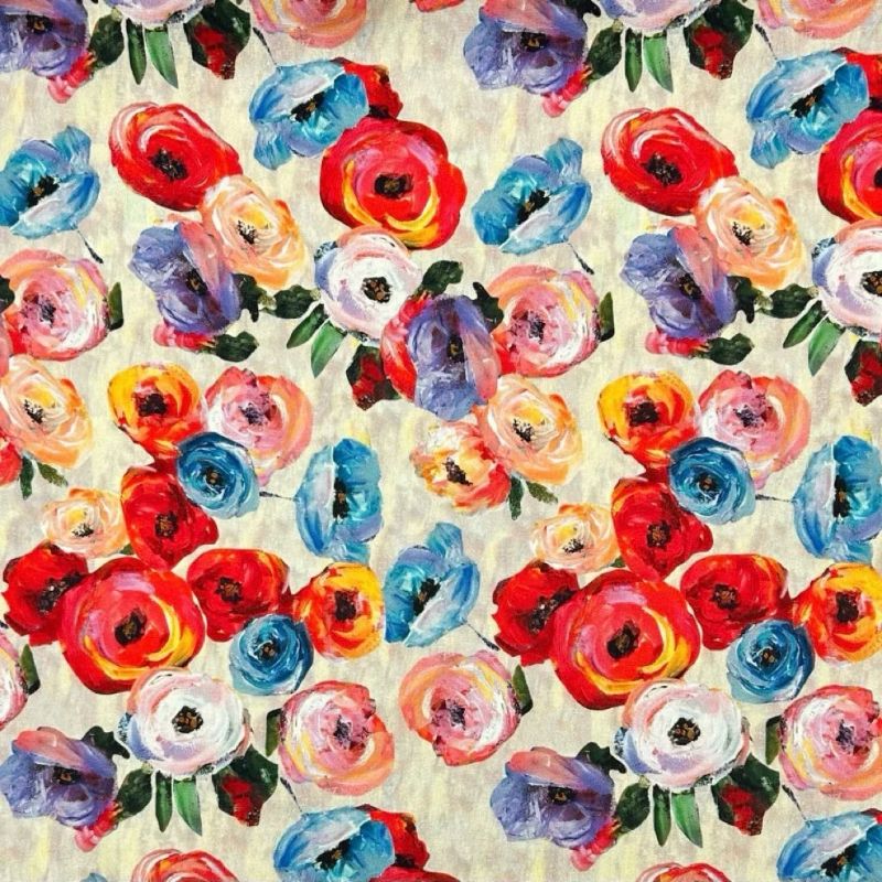 Bold Blossom Linen Viscose Fabric