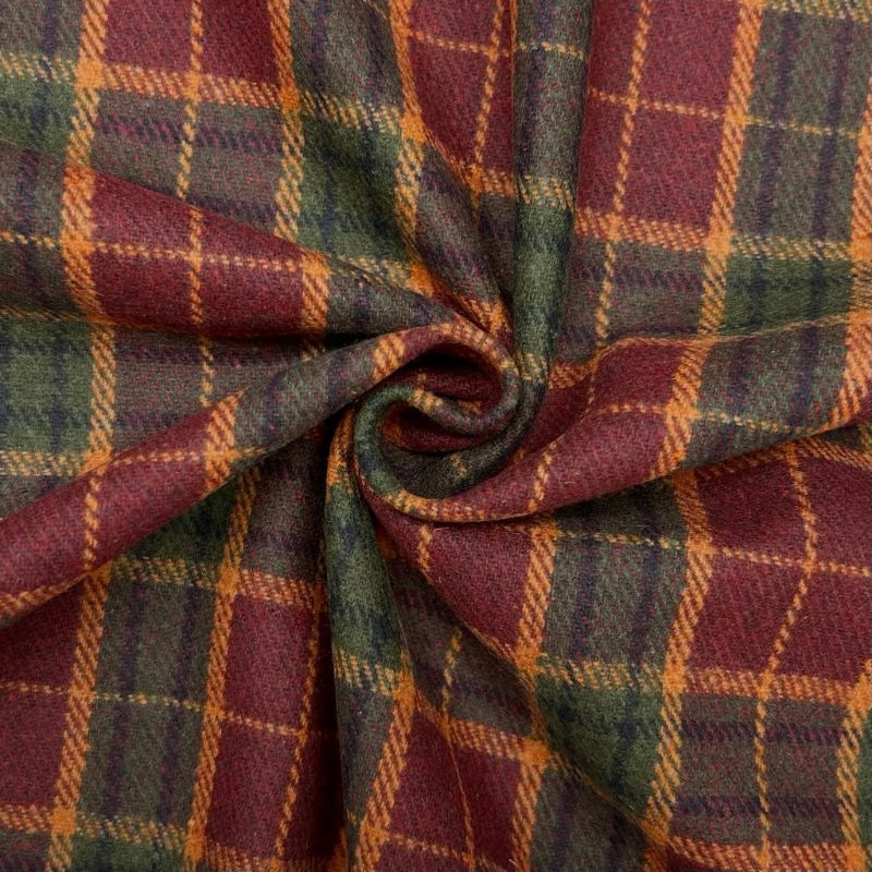 Bold Red Check Wool Blend Fabric