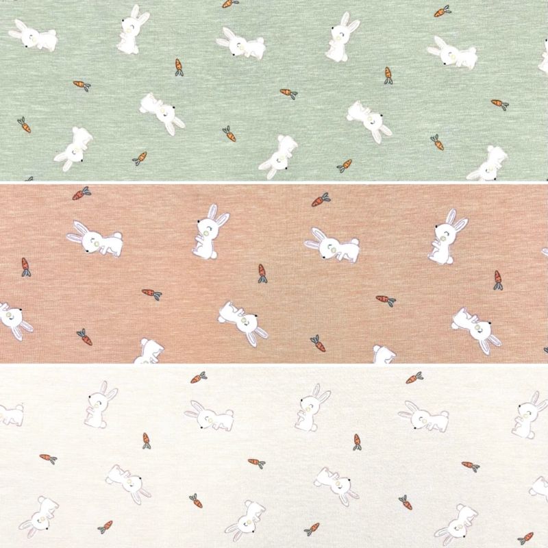 Bouncing Bunnies Bamboo Cotton Jersey Fabric