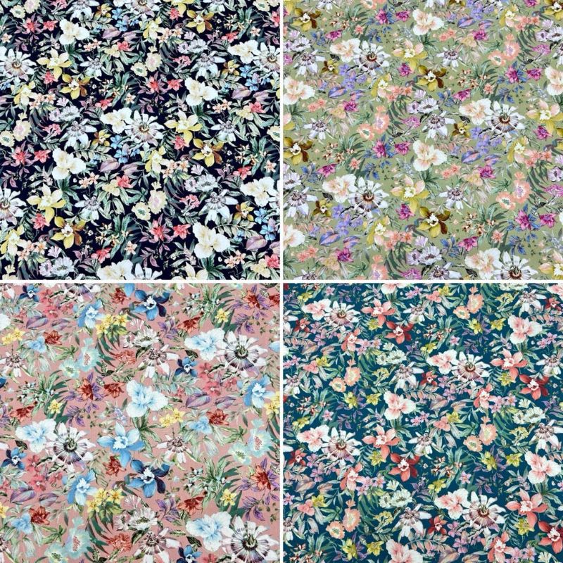 Bright Botanical Rose & Hubble Cotton Poplin Fabric