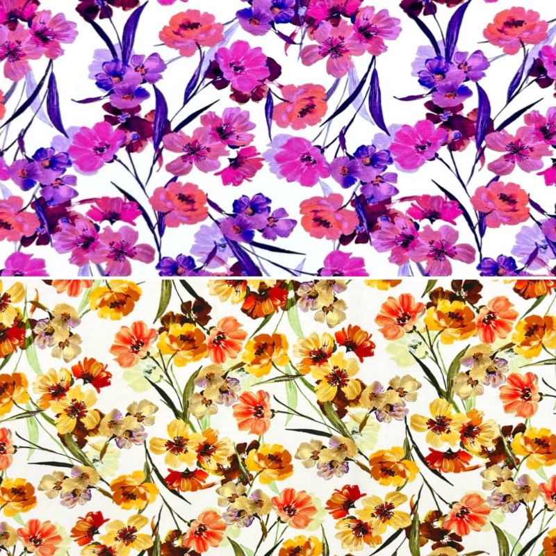 Bright Florals Cotton Jersey Fabric