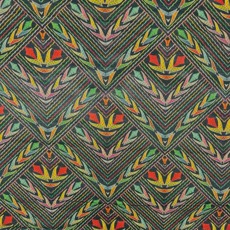 Bright Pattern Faux Silk Fabric