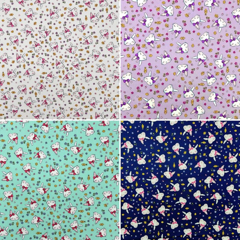Bunny Blossom Rose & Hubble Cotton Poplin Fabric