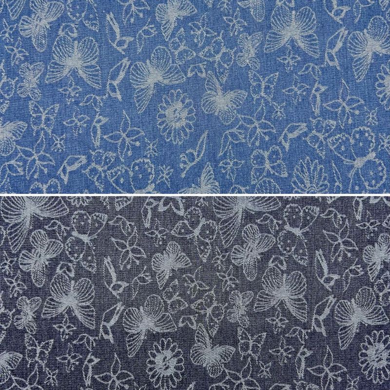 Butterfly Blooms Jacquard Denim Fabric