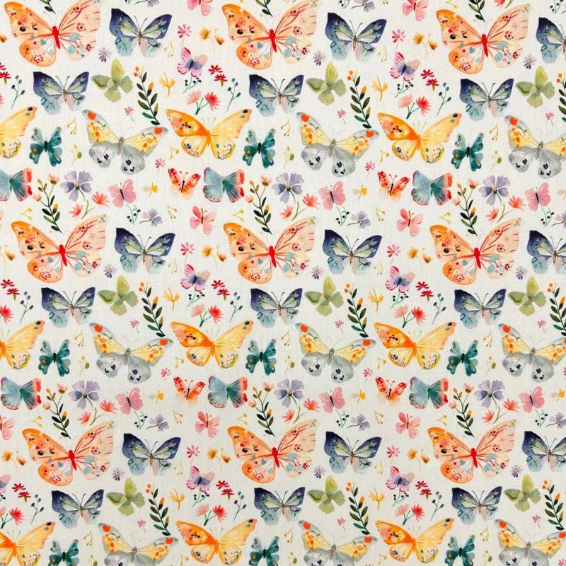 Butterfly Meadow Rose & Hubble Cotton Poplin Fabric