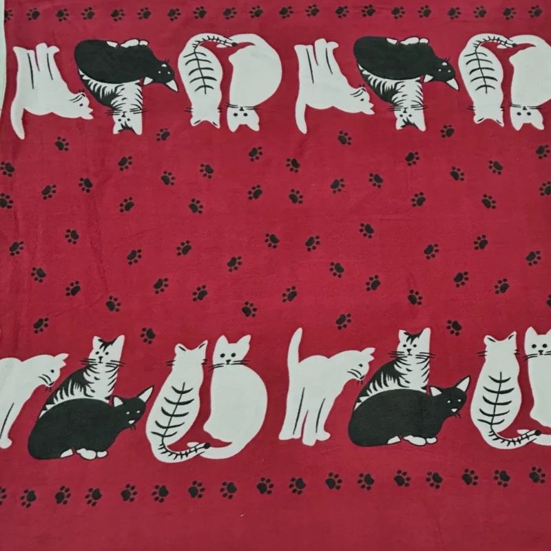 Cats on Red Anti Pill Polar Fleece Fabric