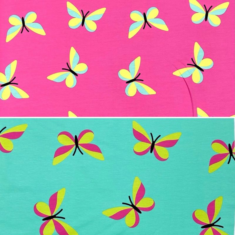 Cheerful Butterflies French Terry Fabric