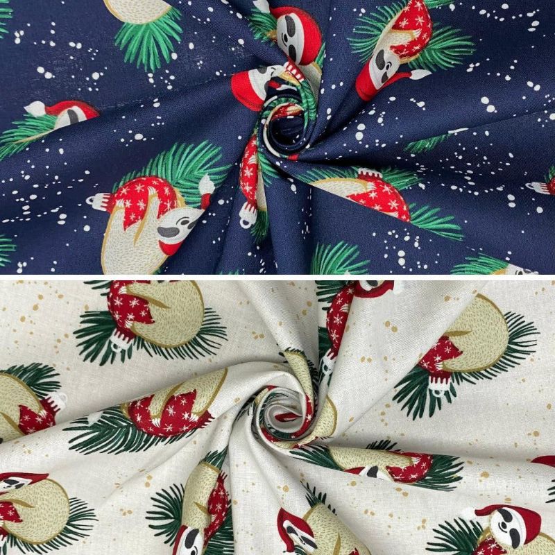 Christmas Sloths Cotton Fabric