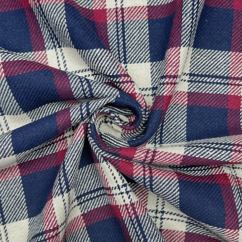 Classic Navy Check Brushed Cotton Fabric