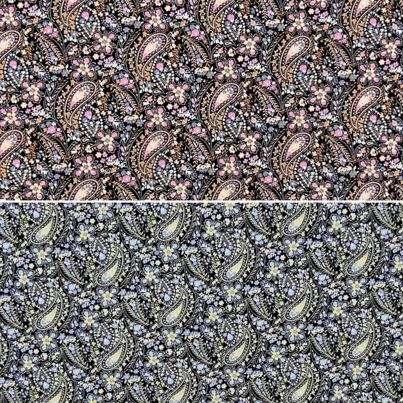 Classic Paisley Rose & Hubble Cotton Poplin Fabric