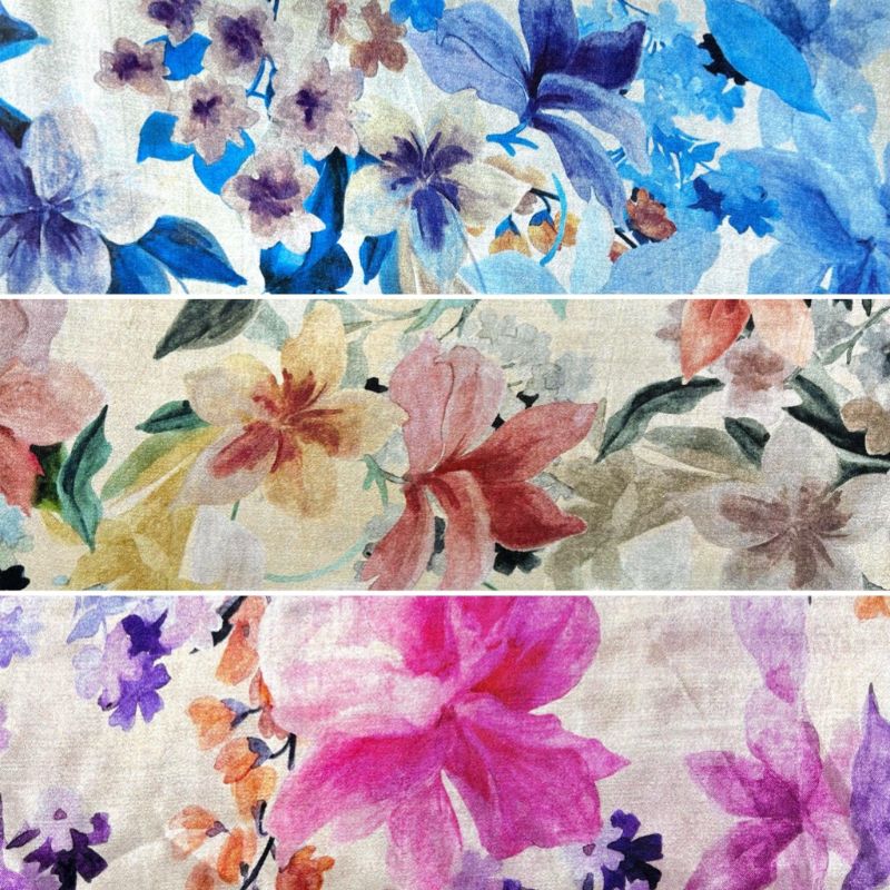 Coastal Garden Viscose Satin Fabric