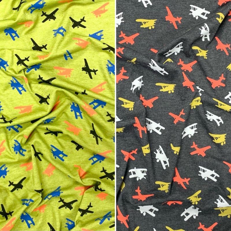 Colourful Aeroplane Cotton Jersey Fabric