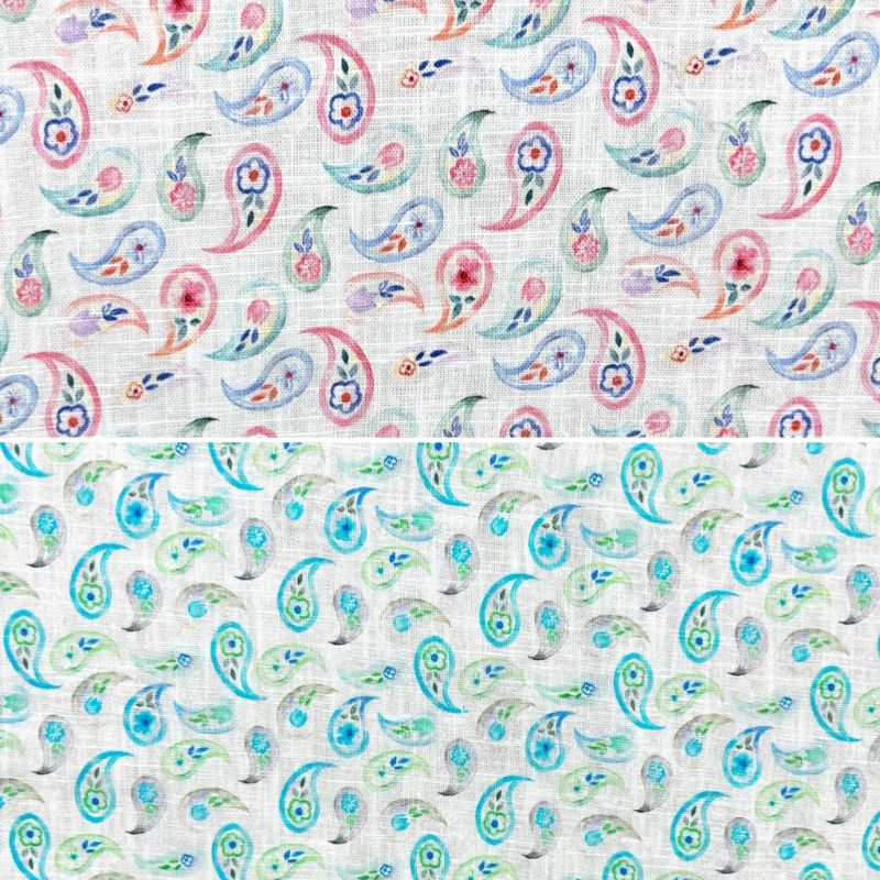 Colourful Paisleys Cotton Linen Fabric