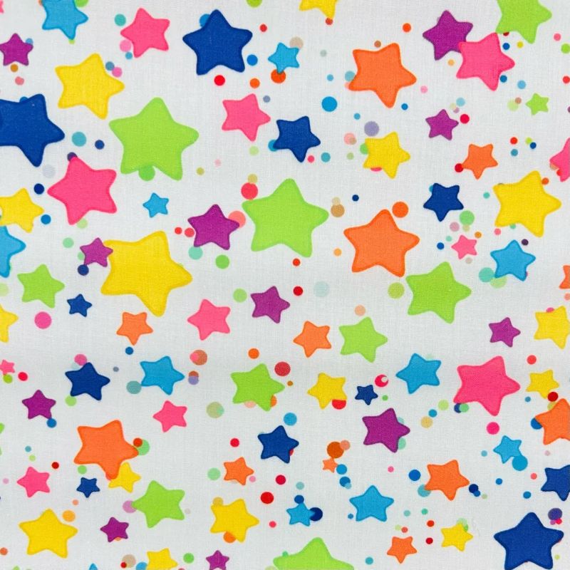 Colourful Stars Polycotton Fabric