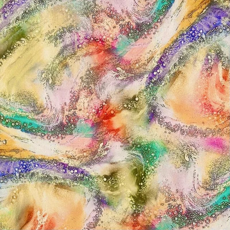 Colourful Waves Linen Blend Fabric