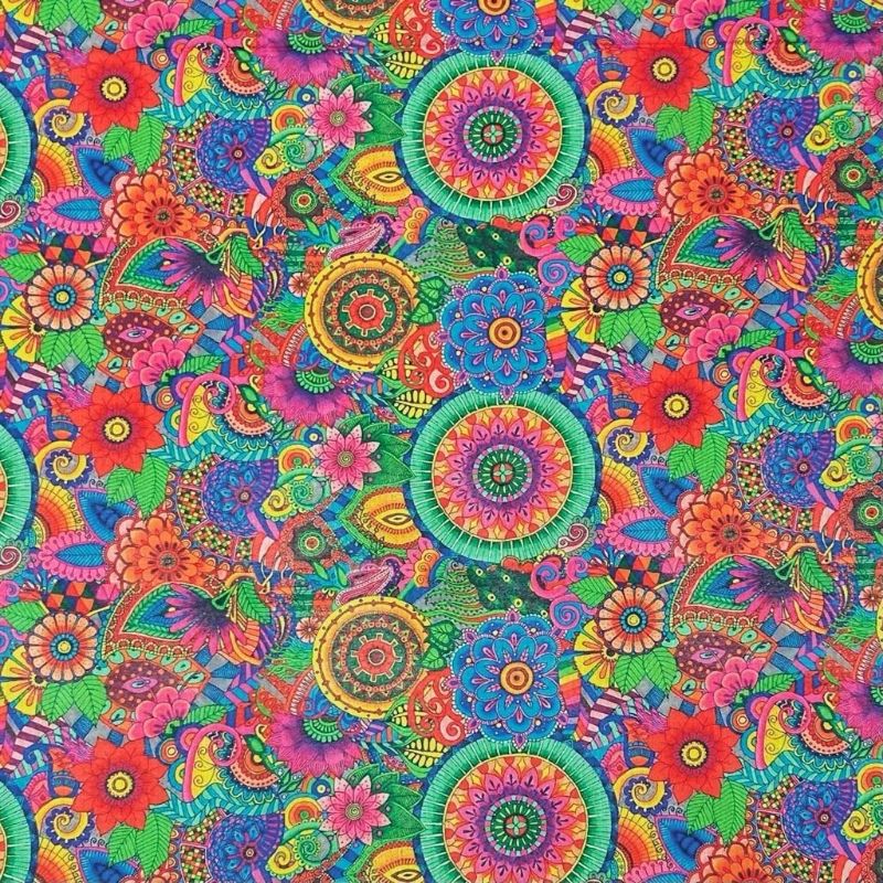 Colourful Whirl Faux Silk Fabric