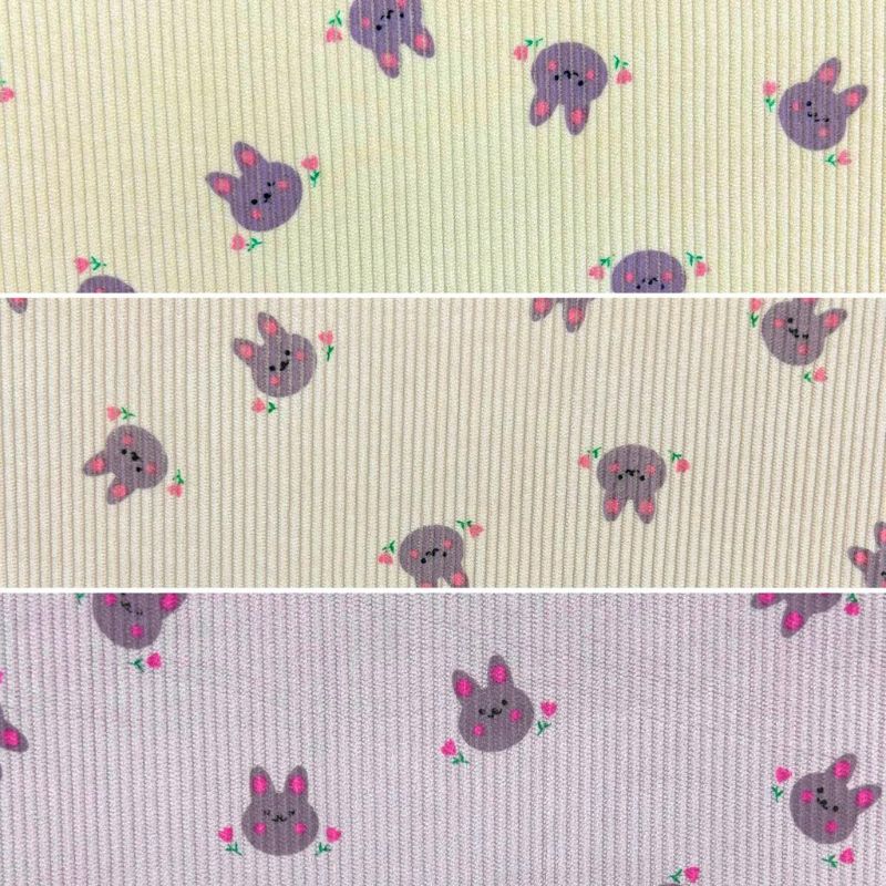 Cute Bunnies Stretch Corduroy Fabric
