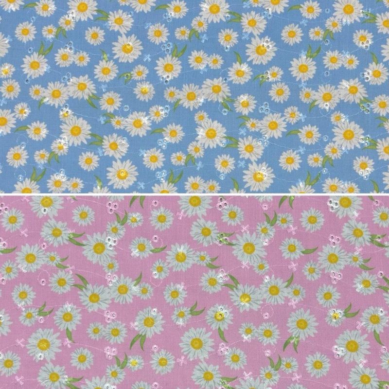 Daisies Broderie Anglaise Polycotton Fabric