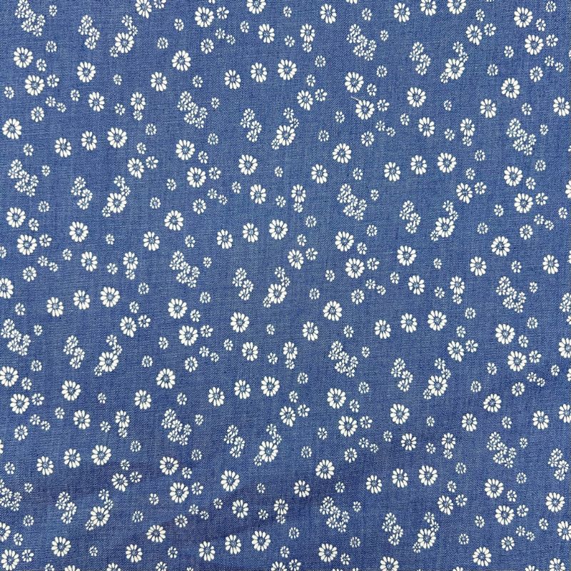 Daisy Bunches Chambray Denim Fabric